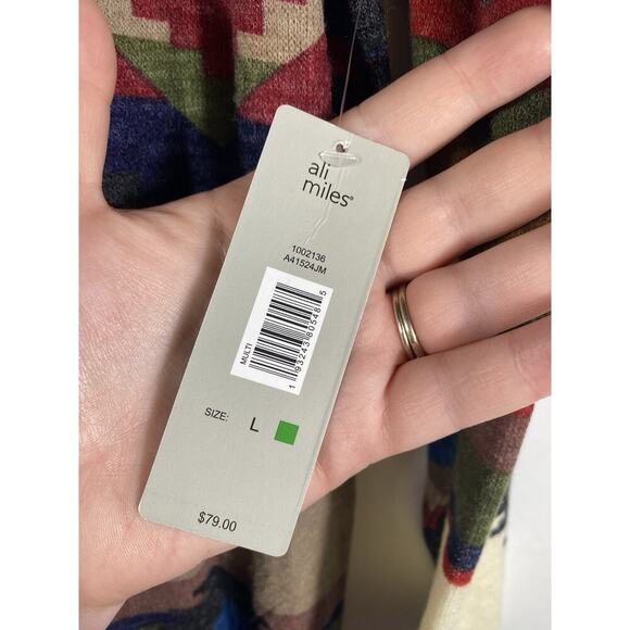 Ali Miles Cardigan Duster Sweater Size Large NEW Southwestern Navajo Cabincore - Picture 12 of 15